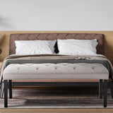 Sarantino Cate Button-tufted Upholstered Bench With Tapered Legs By Sarantino - Light Grey - Low Angle
