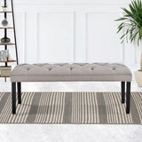 Sarantino Cate Button-tufted Upholstered Bench With Tapered Legs By Sarantino - Light Grey - Extra Image