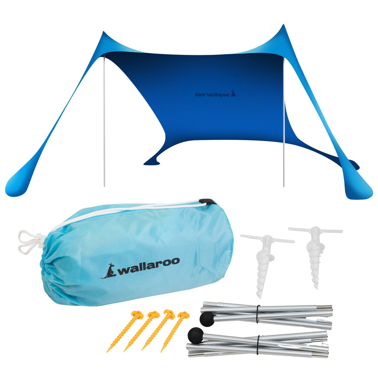 Wallaroo Portable Sunshade Canopy Tent - 2m x 2m Blue