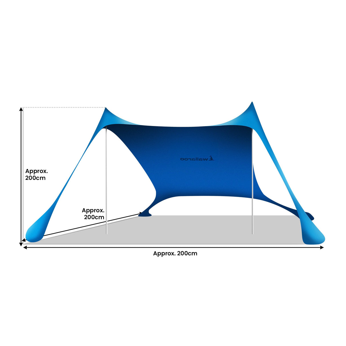 Wallaroo Portable Sunshade Canopy Tent - 2m x 2m Blue