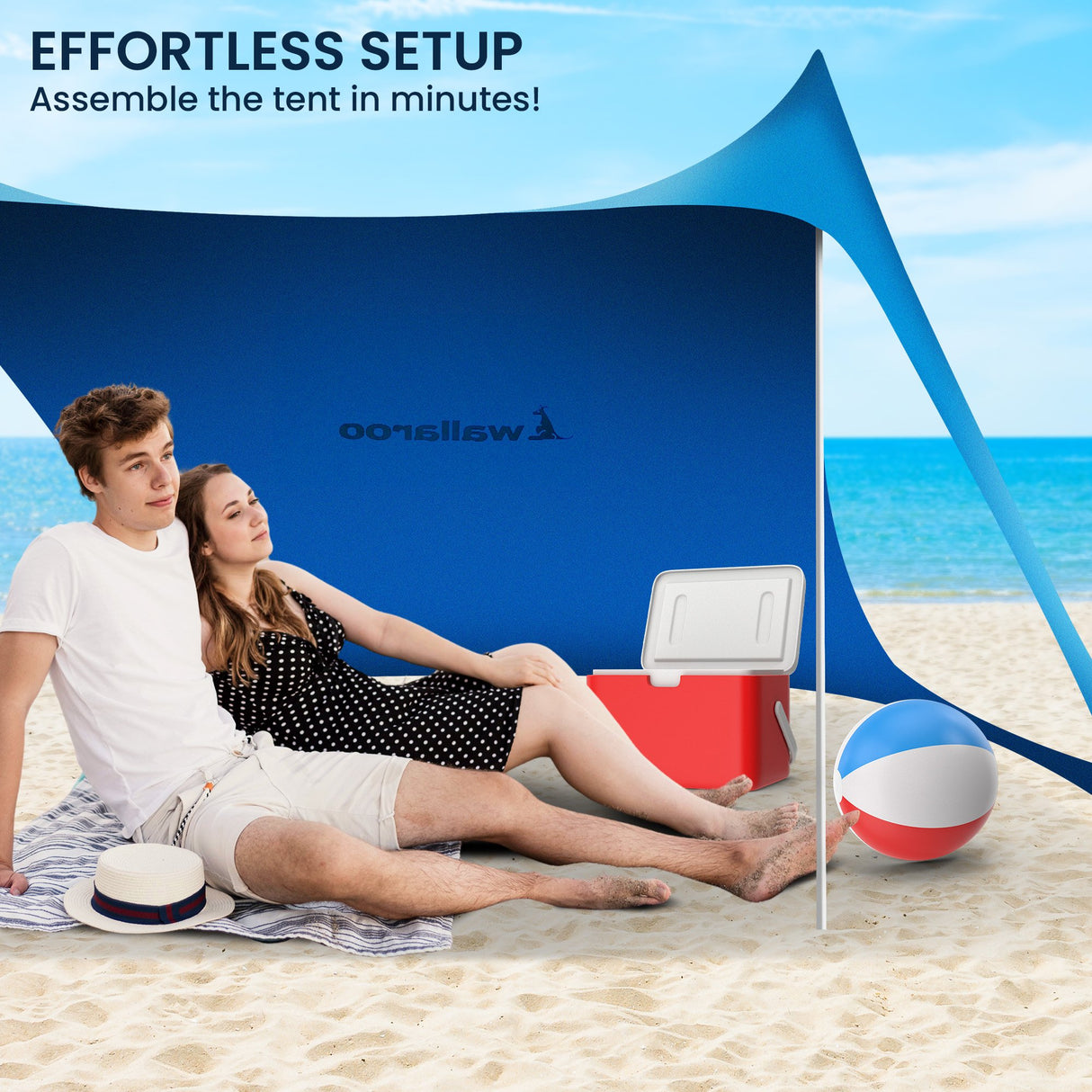 Wallaroo Portable Sunshade Canopy Tent - 2m x 2m Blue