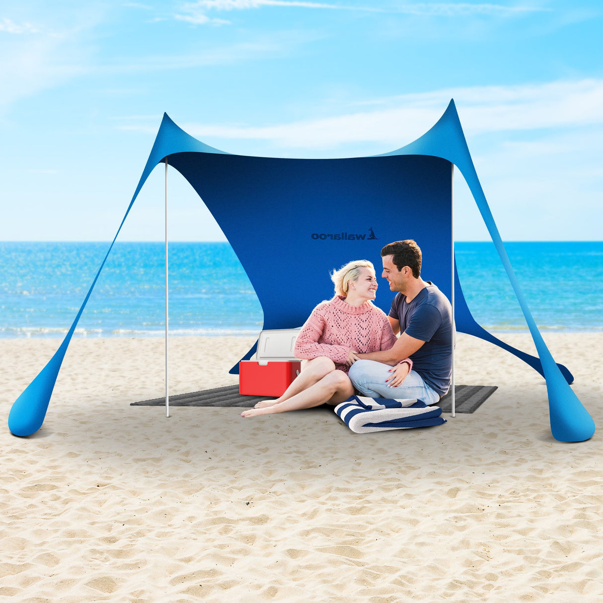 Wallaroo Portable Sunshade Canopy Tent - 2m x 2m Blue