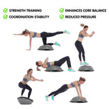 Powertrain Fitness Yoga Ball Home Gym Workout Balance Trainer - Grey - Rear View