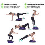 Powertrain Fitness Yoga Ball Home Gym Workout Balance Trainer - Purple - Rear View