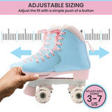 Circle Society Adjustable Kids Quad Roller Skates In Cotton Candy - Rear View