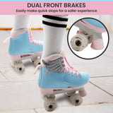 Circle Society Adjustable Kids Quad Roller Skates In Cotton Candy - Close-Up Angle
