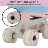 Circle Society Adjustable Kids Quad Roller Skates In Cotton Candy - Low Angle