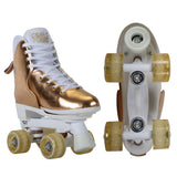 Circle Society Adjustable Quad Kids Roller Skates In Metallic Rose Gold - Front View