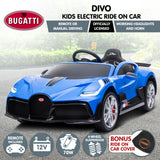 Kahuna Licensed Bugatti Divo Kids Electric Ride On Car - Blue - Front View
