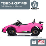 Kahuna Lamborghini Performante Kids Electric Ride On Car Remote Control by Kahuna - Pink - 45-Degree Angle