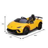 Kahuna Lamborghini Performante Kids Electric Ride On Car Remote Control - Yellow - Rear View