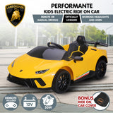 Kahuna Lamborghini Performante Kids Electric Ride On Car Remote Control - Yellow - Side View