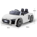 Kahuna R8 Spyder Audi Licensed Kids Electric Ride On Car Remote Control - White - 45-Degree Angle