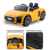 Kahuna R8 Spyder Audi Licensed Kids Electric Ride On Car Remote Control - Yellow - Top-Down View