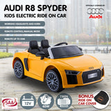 Kahuna R8 Spyder Audi Licensed Kids Electric Ride On Car Remote Control - Yellow - Extra Image