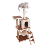 Furtastic 125cm Cat Tree Scratching Post - Beige - Front View
