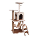 Furtastic 125cm Cat Tree Scratching Post - Beige - Side View