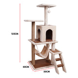 Furtastic 125cm Cat Tree Scratching Post - Beige - 45-Degree Angle