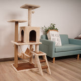 Furtastic 125cm Cat Tree Scratching Post - Beige - Rear View