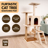 Furtastic 125cm Cat Tree Scratching Post - Beige - Close-Up Angle