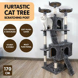Furtastic 170cm Cat Tree Scratching Post - Dark Grey - Rear View