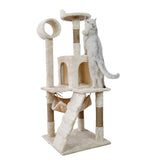 Furtastic 135cm Cat Tree Scratching Post - Beige - Front View