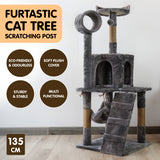 Furtastic 135cm Cat Tree Scratching Post - Dark Grey - 45-Degree Angle
