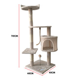 Furtastic 110cm Cat Tree Scratching Post - Beige - 45-Degree Angle