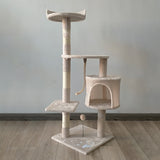 Furtastic 110cm Cat Tree Scratching Post - Beige - Rear View