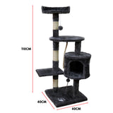 Furtastic 110cm Cat Tree Scratching Post - Dark Grey - Top-Down View