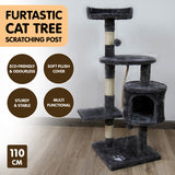 Furtastic 110cm Cat Tree Scratching Post - Dark Grey - Rear View