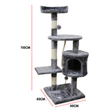 Furtastic 110cm Cat Tree Scratching Post - Silver Grey - Top-Down View