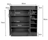 Sarantino 21 Pairs Shoe Cabinet Rack Storage Organiser 80 x 30 x 90cm in Black - Close-Up Angle