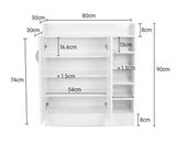 Sarantino 21 Pairs Shoe Cabinet Storage Organiser Shelf 2 Doors 80 x 30 x 90cm in White - Close-Up Angle