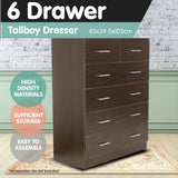 Sarantino Tallboy Dresser 6 Chest Of Drawers Cabinet Storage 85 x 39.5 x 105 in Brown - 45-Degree Angle