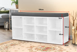 Sarantino Shoe Rack Cabinet Organiser Grey Cushion Sttol Bench Ottoman - 104 X 30 X 45 - White - Top-Down View