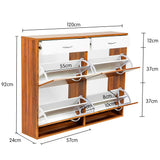 Sarantino 24 Pairs Shoe Cabinet Rack Storage Cupboard Organiser Shelf Walnut Drawers Chest - Close-Up Angle