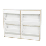 Sarantino 24 Pairs Shoe Cabinet Storage White Drawers Chest 1200 x 240 x 920 in White - Front View
