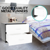 Sarantino Bedside Table Cabinet Storage Chest 2 Drawers Lamp Side Nightstand White Black - Top-Down View