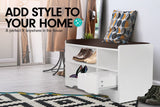 Sarantino 14 Pairs Shoe Cabinet Rack Storage Organiser Shelf Stool Bench Wood - Beech - Front View