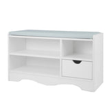 Sarantino Shoe Rack Cabinet Organiser Grey Cushion Stool Bench - 80 X 30 X 45 - White