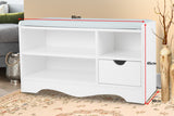 Sarantino Shoe Rack Cabinet Organiser Grey Cushion Stool Bench - 80 X 30 X 45 - White - 45-Degree Angle