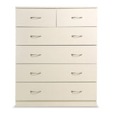 Sarantino Tallboy Dresser 6 Chest Of Drawers Cabinet 85 x 39.5 x 105cm in White - Front View