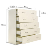 Sarantino Tallboy Dresser 6 Chest Of Drawers Cabinet 85 x 39.5 x 105cm in White - Extra Image