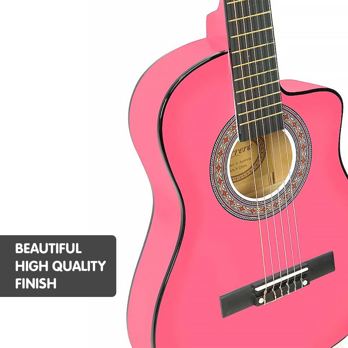 Karrera Kids Cutaway Acoustic Guitar - Pink 34 inch