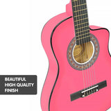 Karrera Kids Cutaway Acoustic Guitar - Pink 34 inch - Side View