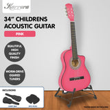 Karrera Kids Cutaway Acoustic Guitar - Pink 34 inch - Rear View