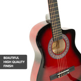 Karrera Kids Cutaway Acoustic Guitar - Red - Side View