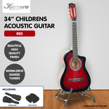 Karrera Kids Cutaway Acoustic Guitar - Red - Rear View