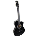 Karrera 38-Inch Black Cutaway Acoustic Guitar Bundle with Gig Bag
